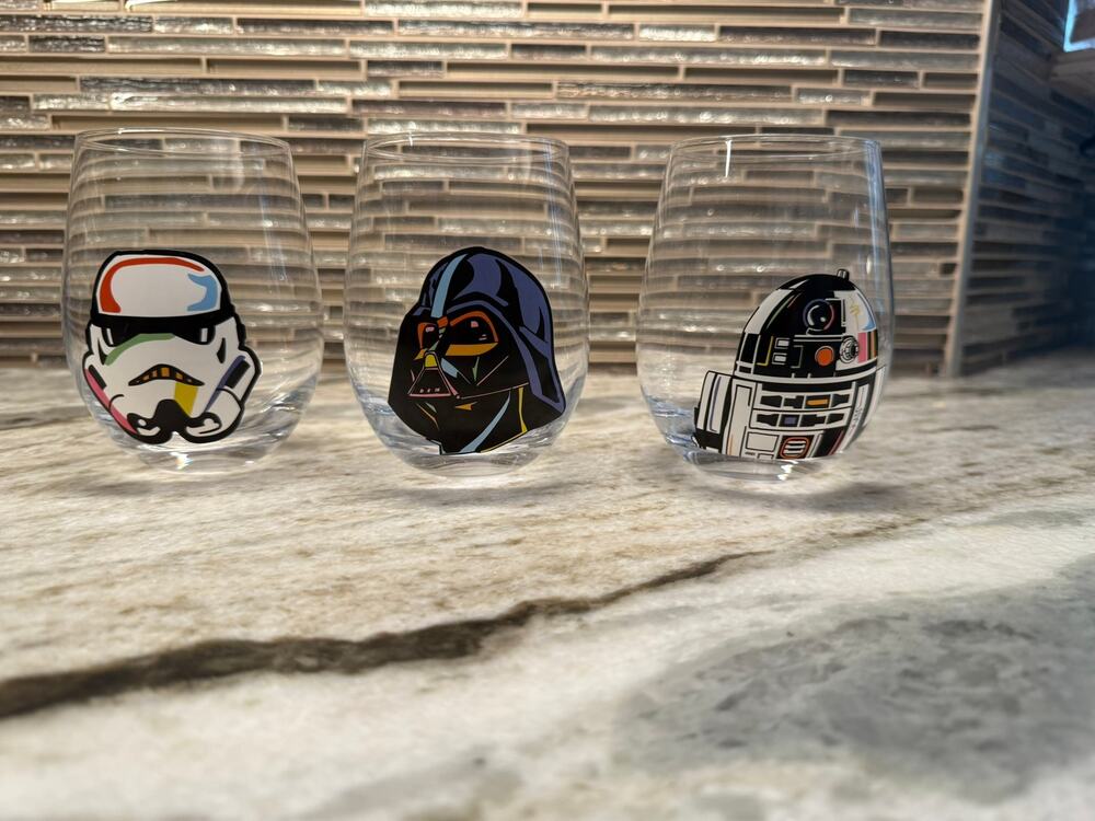 JoyJolt Star Wars Helmet Hues Glasses Lot of 3 Vader R2 Trooper